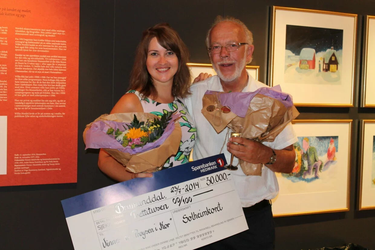 Vinnerne av Prøysen i kor, Trine Kristiansen og Arne Imerslund med "Folkevise".